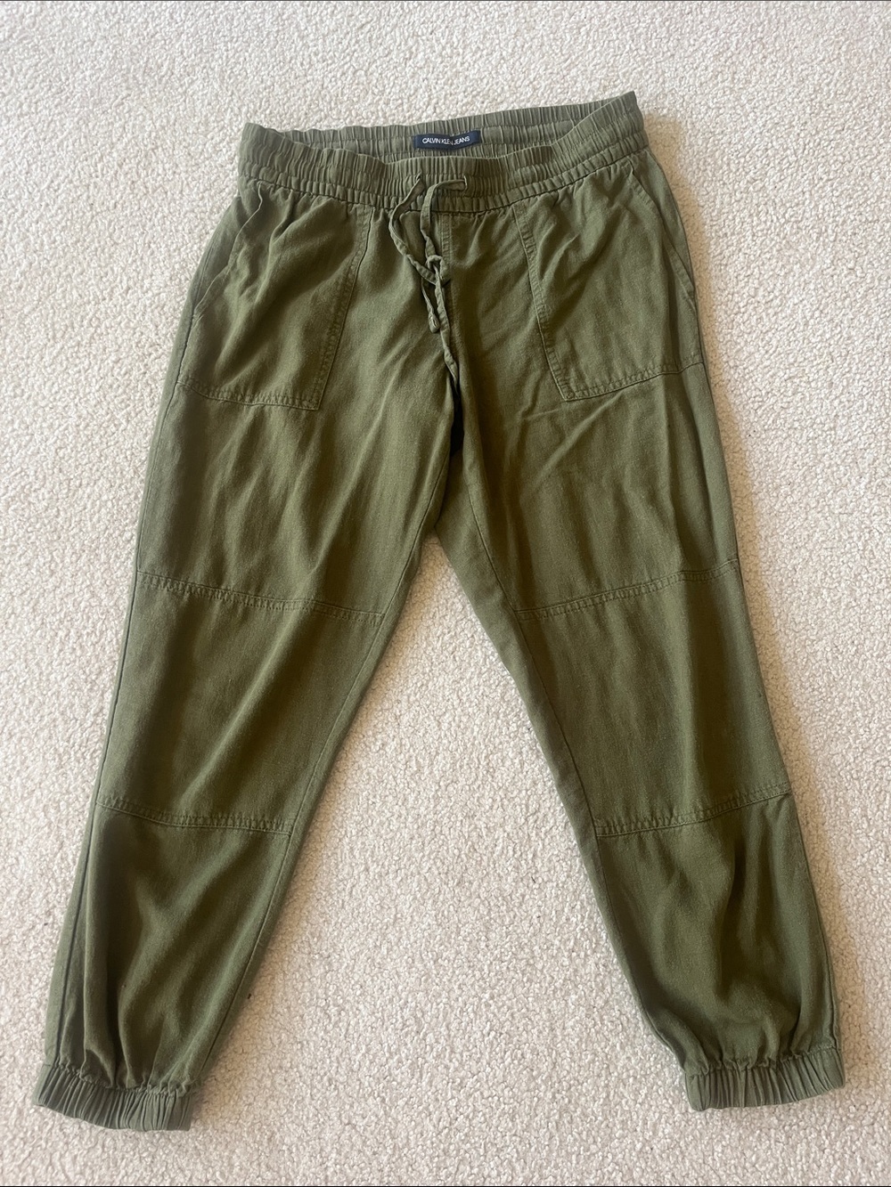 Calvin Klein Olive Green Drawstring Jogger Pants